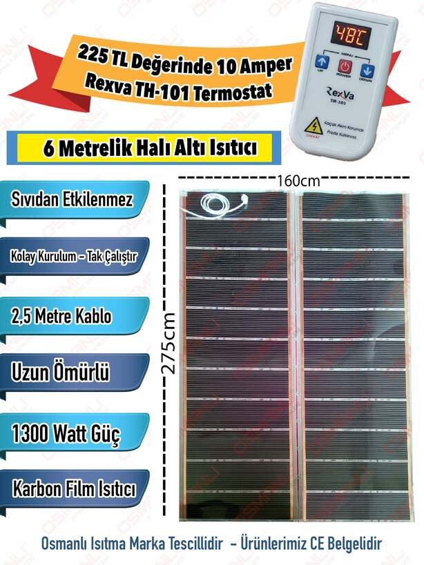 termostatlı altı metrelik ısıtma